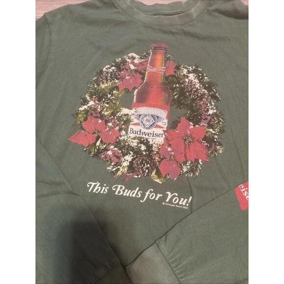 American Eagle Budweiser Beer Longsleeve Green Mens Shirt Medium Classic Fit - Picture 2 of 6